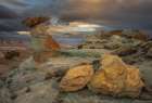 USA-Utah-Capital Reef National Park Cloudy sunrise on rock formations Art Print